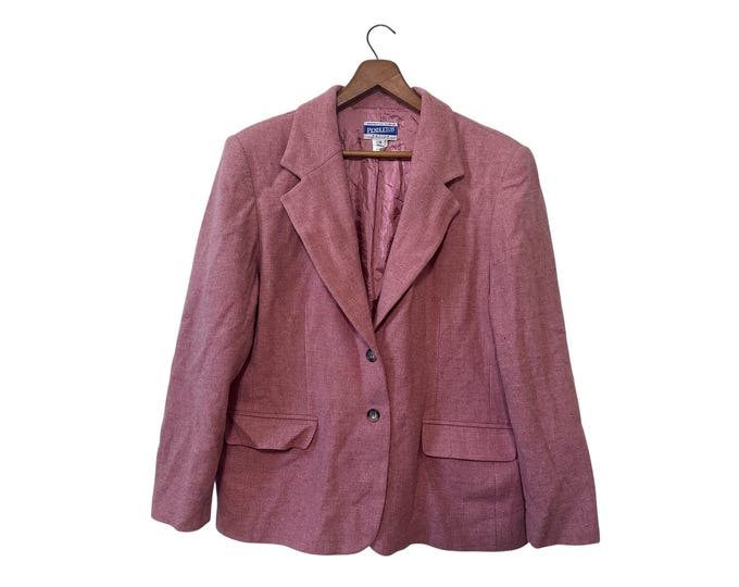 Vintage Pendleton Virgin Wool Womens Blazer Petite Size 16 Pink Buttoned Work Blazer - with damage
