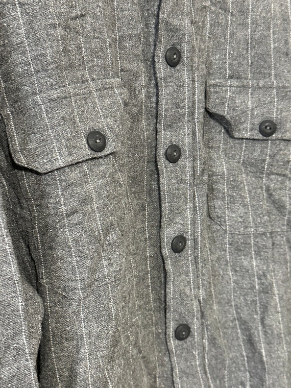 Gray Vertical Striped Soft Cotton Flannel Shirt X… - image 6