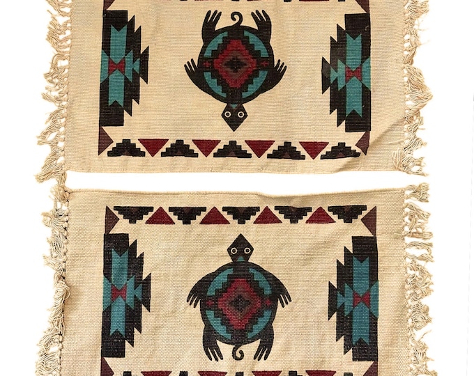 Set of Vintage South American Turtle Woven Dining Placemats