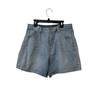 Vintage Stone Washed Jean Shorts 5-Pocket Design Zipper Button Women&#39;s Large