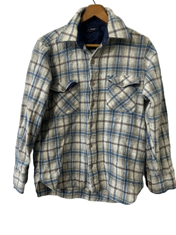 Vintage Gray Wool Blend Flannel Shirt Mens Arrow … - image 2