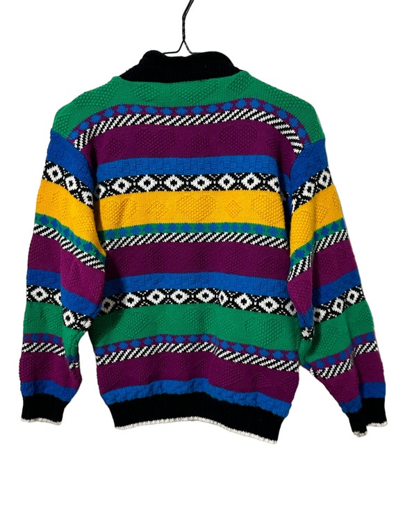 Kids Mardi Gras Sweater Vintage 90s Purple Green … - image 6