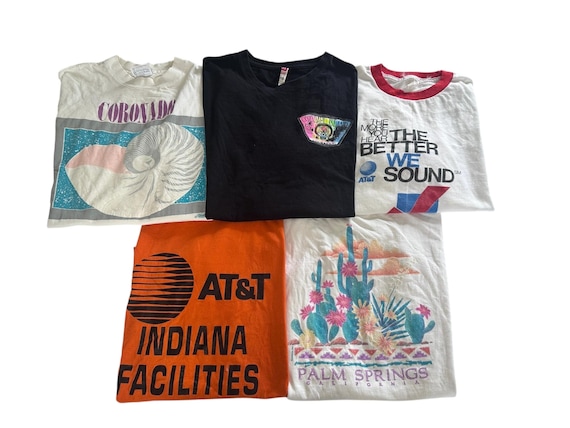 80s & 90s T-shirt Pack of Distressed Damaged Vintage Tees Size Large Adult Unisex Short Sleeve Graphic Tshirts