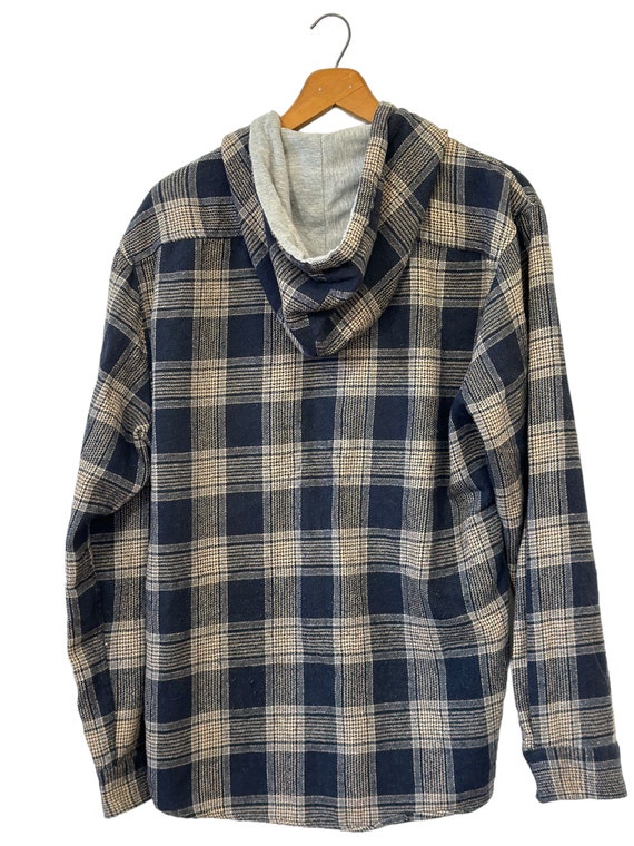 Vintage Hooded Flannel Plaid Grunge Hoodie Button… - image 6