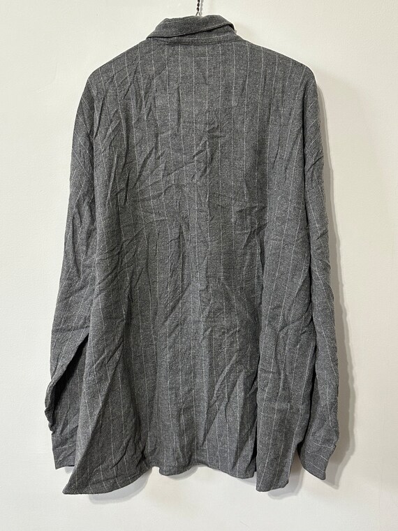 Gray Vertical Striped Soft Cotton Flannel Shirt X… - image 7