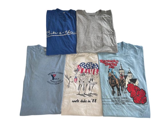 80s & 90s T-shirt Pack of Distressed Damaged Vintage Tees Size Large Adult Unisex Short Sleeve Graphic Tshirts