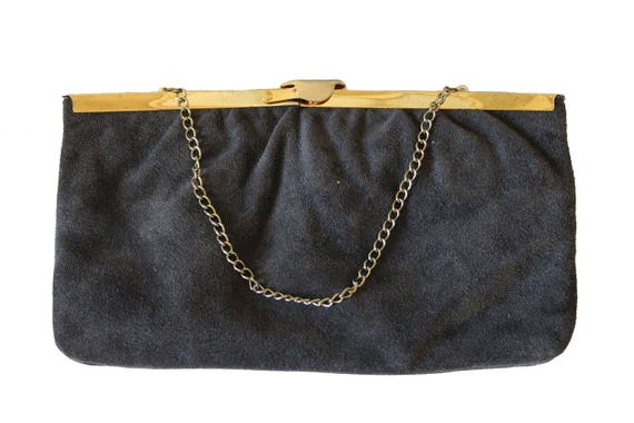 Vintage Gray Suede Clutch Purse - image 1