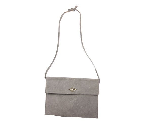 Gray Suede Over the Shoulder Purse