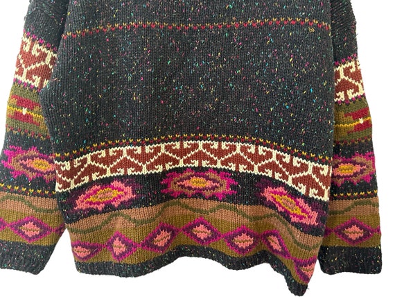 Vintage Ivy Fair Isle Floral Patterned Thick Knit… - image 8