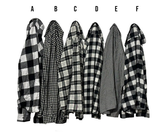 PICK ONE: Black & White Flannel Shirts Choose Your Favorite Plaid Unisex Men Women Boyfriend Fit