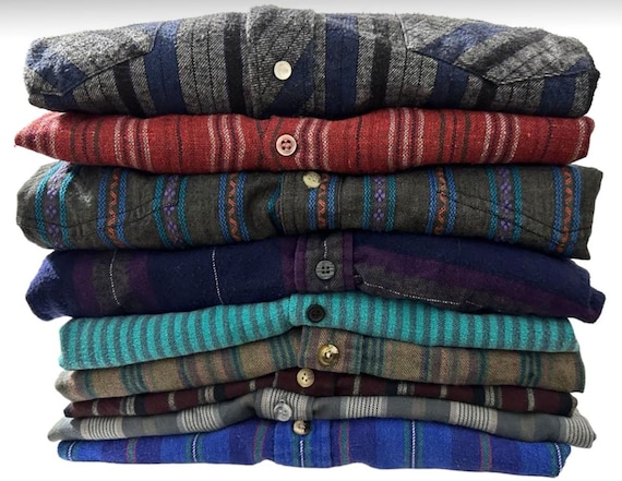 PICK ONE: Vintage Striped Flannel Shirts Button Down Flannels Stripes | Choose Your Favorite