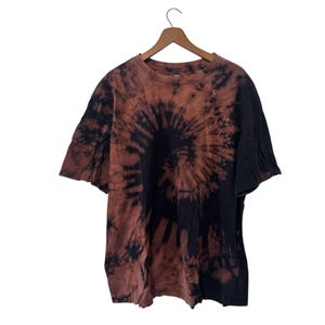 Reverse Tie Dyed Black Grunge T-shirt Size XL Unisex Organic Cotton TieDye Tee