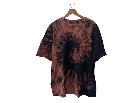 Reverse Tie Dyed Black Grunge T-shirt Size XL Unisex Organic Cotton TieDye Tee