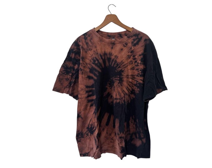 Reverse Tie Dyed Black Grunge T-shirt Size XL Unisex Organic Cotton TieDye Tee