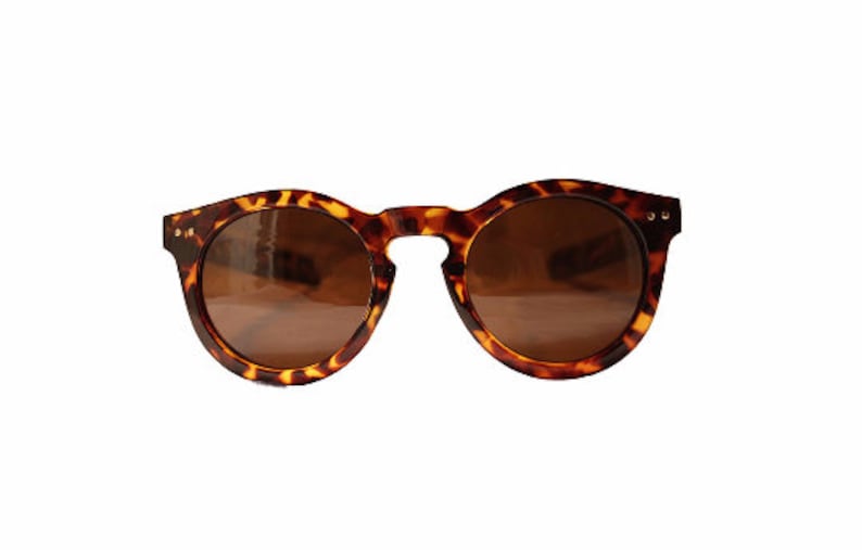Dark Lens Retro Rounded Sunglasses for Women in Black or Tortoise Shell Color image 3
