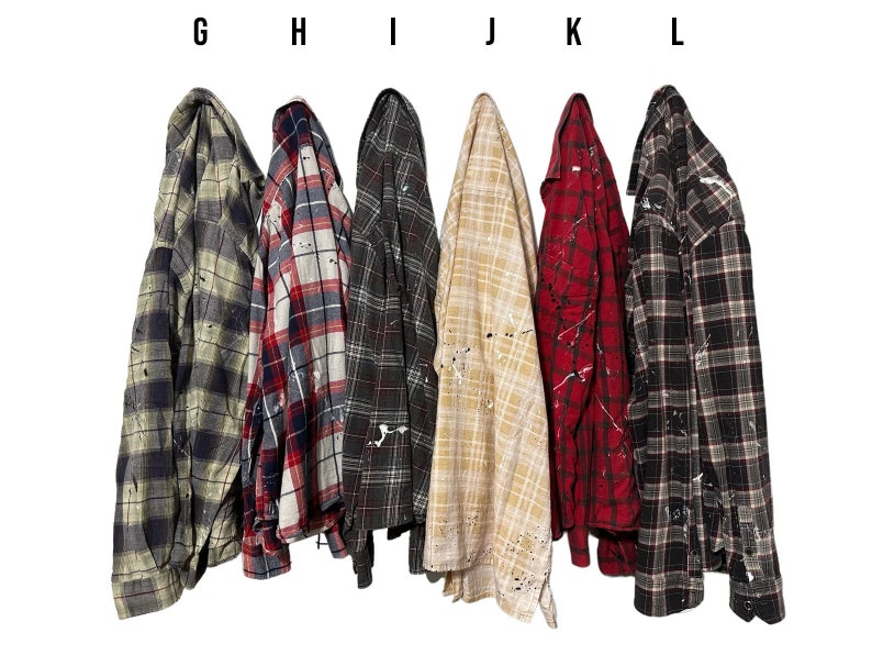 PICK ONE: Heavily Distressed Painted Flannel Shirts with Frayed Holes image 3