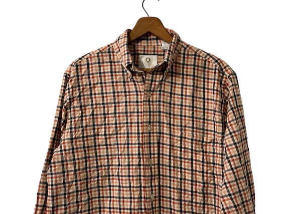 Fall Colors Rust Orange Checked Plaid Vintage Fla… - image 2