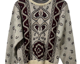 【VALENTINO】1990s Half Jip Logo S/S Knit Vintage Valentino Uomo 90's Wool Sweater Size Small - Damaged Item