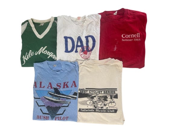 1980s & 1990s T-shirt Pack of Distressed or Damaged Vintage Tees Size Small Adult Unisex Short Sleeve Graphic Tshirts