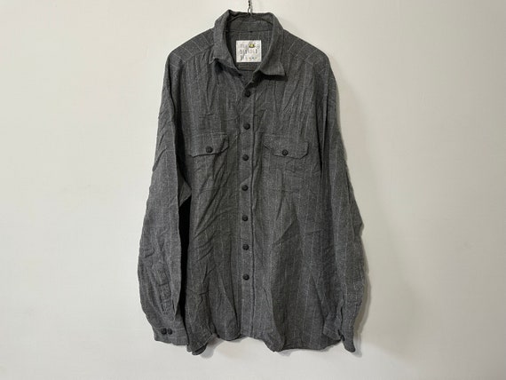 Gray Vertical Striped Soft Cotton Flannel Shirt X… - image 2