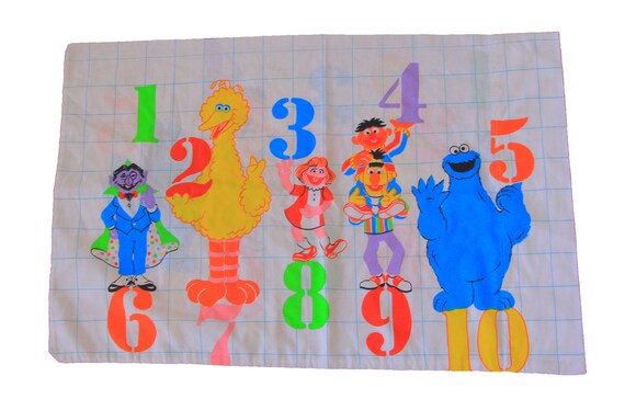 Vintage Sesame Street Pillow Case Muppets Counting Numbers Etsy