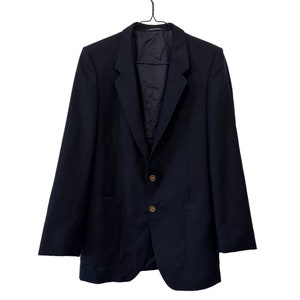Yves Saint Laurent YSL Navy Blue Men&#39;s Sport Coat Blazer | Vintage with Flaws | Made in France | Size Small Slim