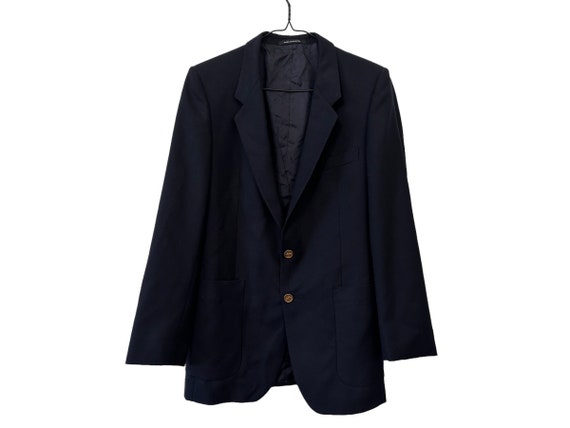 Yves Saint Laurent YSL Navy Blue Men's Sport Coat Blazer | Vintage with Flaws | Made in France | Size Small Slim