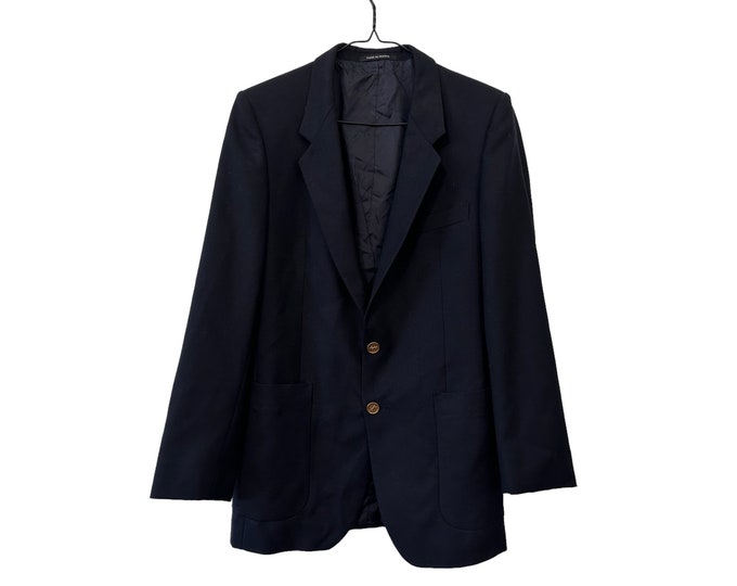 Yves Saint Laurent YSL Navy Blue Men's Sport Coat Blazer | Vintage with Flaws | Made in France | Size Small Slim