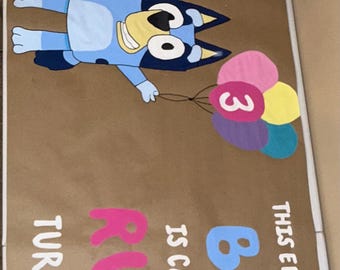 Hand-painted Custom Bluey Birthday Banner: Personalized Party Decor - Etsy