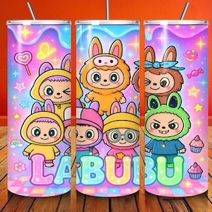 Trendy Pink Cartoon 20oz Skinny Tumbler Cartoon 20 oz Tumbler Wrap Cartoon Characters 20oz Tumbler Png Straight and Tapered 20oz Wrap