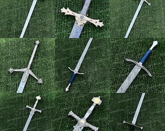Handmade Damascus Steel Medieval Sword: Viking Templar Monogram swords