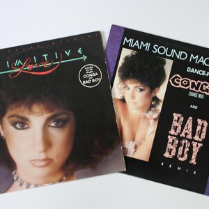 Gloria Estefan Miami Sound Machine Vinyl Bundle featuring Primitive Love LP plus bonus 12-inch extended-version "Conga!"  "Bad Boy."