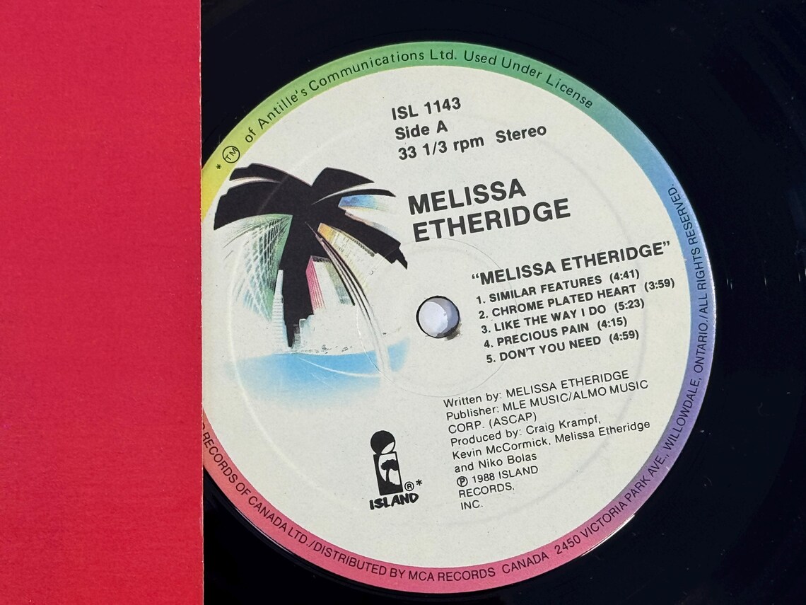 Melissa Etheridge Vinyl LP Island Records Rock Album, photo 2 of 5