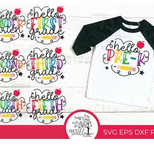 Hello School grade level, Back To School SVG Bundle, pre-k, kindergarten, first grade, second grade, third grade, fourth grade, fifth grade