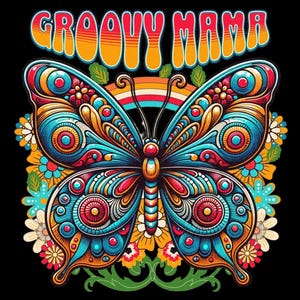 Shirt Groovy Mama, Groovy Shirt, Groovy T-shirt, Groovy Outfit Verjaardagsfeestje, Groovy T-shirt, Hippieshirt, Groovy Party, Groovy Mom, psychedelisch, psychedelisch, png