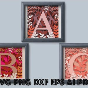 Layered letters shadow box, 3D Alphabet Layered,3D Flower Monogram A-Z Shadow Box, Alphabet Family, Family Sign, Housewarming gift, instant