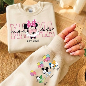 Custom Mama Sweatshirt, Disney Mother's day Jumper, Mama Mouse Jumper, Mama Est 2026 Sweater, Personalized Minnie Mother day Sweatshirt
