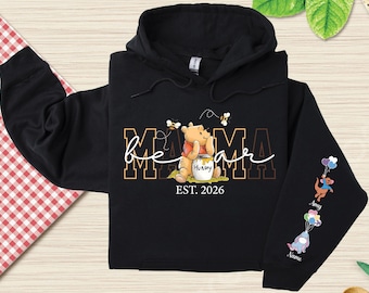Felpa con cappuccio personalizzata Mama Bear, felpa con cappuccio per la festa della mamma, felpa con cappuccio Winnie the Pooh Mama Bear, felpa con cappuccio personalizzabile Mama Bear, felpa con cappuccio Honey Bear, felpa con cappuccio Mummy