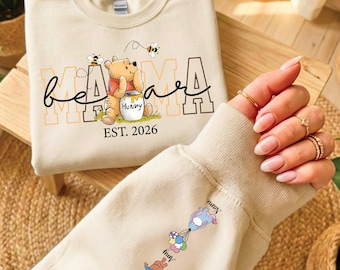 Custom Mama Bear Sweatshirt, Mother's Day Sweatshirt, Winnie the Pooh Mama Bear Sweater, Personalize Mama Bear Sweatshirt, Honey Bear Jumper