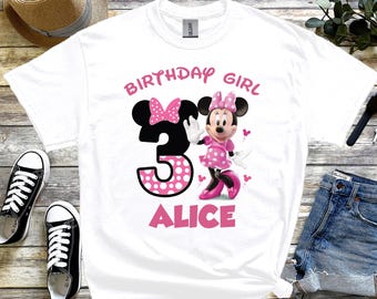 1st 2nd 3rd 4th 5th Birthday Tshirt, Birthday Kids Tshirt, Birthday Girl Tshirt, Disney Family Matching Shirts, Minnie Mouse Custom Top