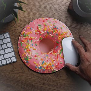 Cute Donut Mouse Pad for Food Lovers, Desk Accessory, Gift for Gamers, Office Supply, Cubicle Decor