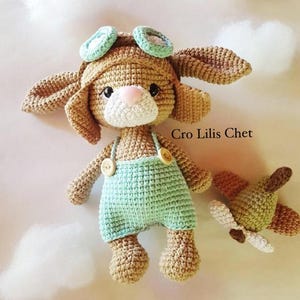 Crochet Pattern Aviator Rabbit Amigurumi Tutorial PDF Spanish/English