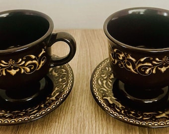 Franciscaanse Jamoca-koffiekopjes en -schotels, 2 sets, vintage MCM Heel mooi!