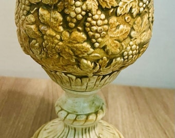 Vintage Lefton Greek Style Chalice Grape & Leaf Design 5912  Japan 8"