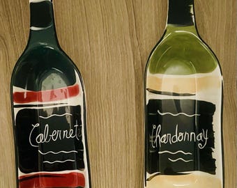 Set 2 Clay Art Cabernet & Chardonnay Wine Bottle Holder Bowls Set