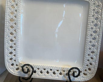 Stefani Made In Italy White Ceramic Serving Platter Embossed READ