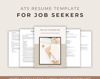 ATS CV-mall för arbetssökande | Modernt CV Word, Google Docs och Canva | Direktnedladdning