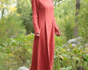 Renaissance Dress for Women – Viking Medieval Gown, Long Sleeve LARP Costume, Fantasy Fair Maxi Dress
