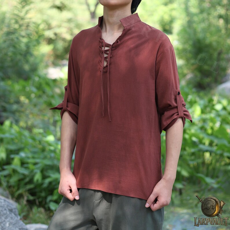 Men's Brown Cotton Linen Tunic: Medieval Renaissance Viking LARP ...