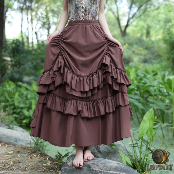 Renaissance Ruffle Skirt for Women - Layered Medieval Peasant Skirt, LARP Costume & Fantasy Fair Outfit
